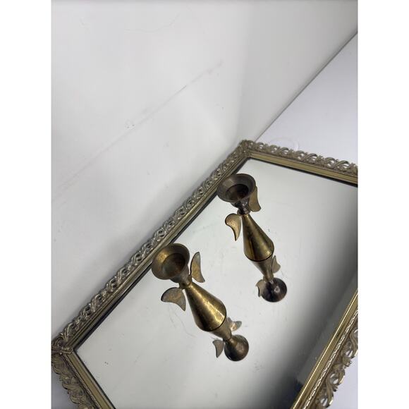 Vintage Brass Angels Candle Stick Holder Set | Vintage Candle Holder | Vintage C - Picture 4 of 10